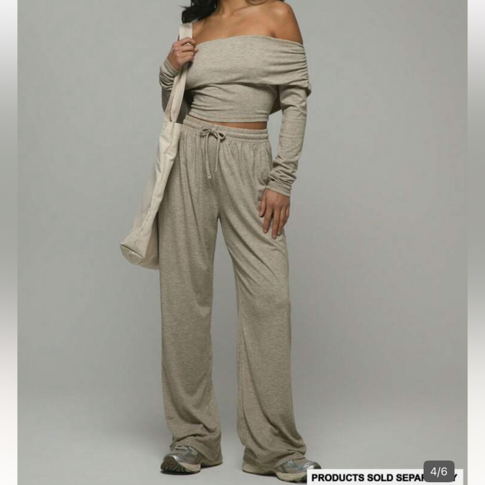 Off-Shoulder Beige Lounge Set - image 4